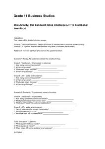 Grade 11 Business Studies: Sandwich Shop JIT vs Traditional Inventory Activity