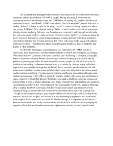 Social Media Use and Fear of Missing Out (FoMO): A Research Analysis