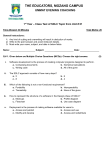 1st Year SDLC Class Test - MCQs & Questions