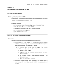 Canadian Securities Industry: Chapter 2 Overview