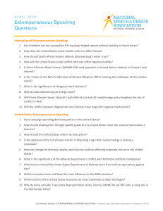 2026 Extemporaneous Speaking Questions