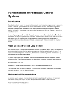 Fundamentals of Feedback Control Systems