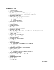 Sociology Exam 1 Study Guide