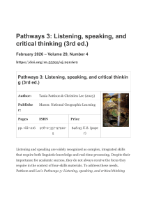 Pathways 3 Textbook Review: Listening, Speaking, Critical Thinking