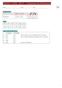 Physics Note: Heat 1 - Temperature and Thermometers