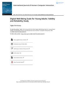 Digital Well-Being Scale for Young Adults: Validity & Reliability Study