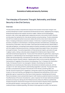Economics of Safety and Security Summary