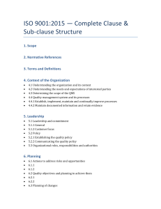 ISO 9001:2015 Clause Structure