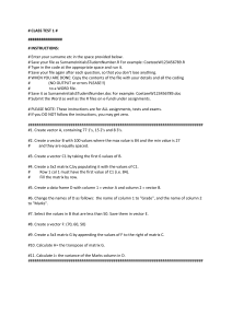 R Programming Class Test 1: Vectors, Matrices, Data Frames