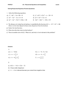 MHF4U1 Polynomial Equations Practice Questions