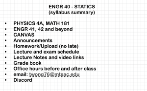ENGR 40 Statics Syllabus Summary