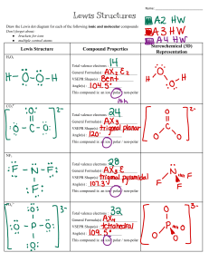 Estruturas de Lewis: Folha de Trabalho para Desenhar Diagramas e Formas VSEPR