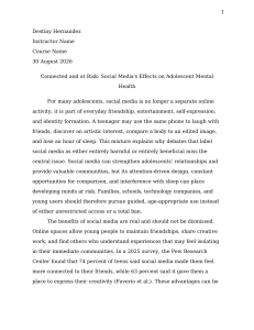 Social Media's Effects on Adolescent Mental Health