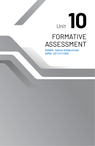 Unit 10 Formative Assessment: English Exercises