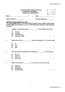 Catholic High School P5 English Grammar Assessment