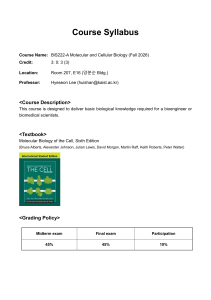 BiS222-A Molecular and Cellular Biology Syllabus (Fall 2026)
