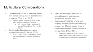 Multicultural Considerations in Trauma Counseling