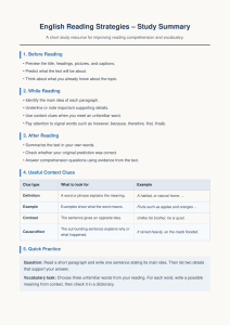 English Reading Strategies Study Summary