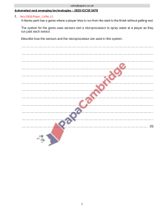 IGCSE 0478 Past Paper Question: Sensors & Microprocessor