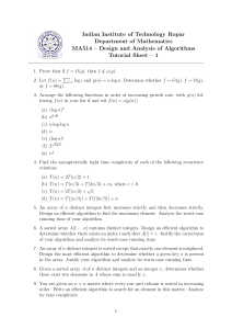 MA514 Tutorial Sheet 1: Design and Analysis of Algorithms Problems