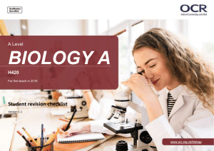 OCR A Level Biology A Revision Checklist