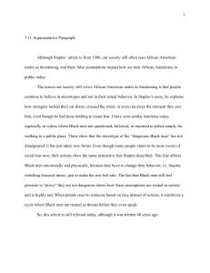 Argumentative Paragraph on Racial Stereotypes