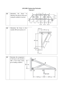 Engineering Mechanics Tutorial 3: Trusses, Frames, Beams Problems