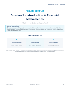 R&eacute;sum&eacute; Complet Finance d'Entreprise Session 1