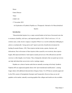 Synthetic Peptides for Musculoskeletal Injuries: A Research Review
