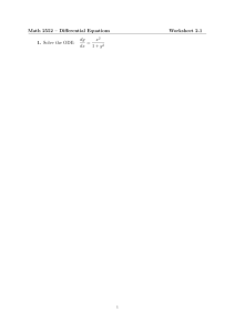 Math 2552 Worksheet 2.1: Differential Equations Problems