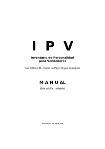 Manual IPV Inventario de Personalidad para Vendedores (2&ordf; Ed.)