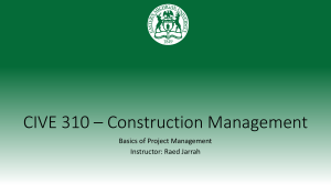 CIVE 310 Construction Management Basics