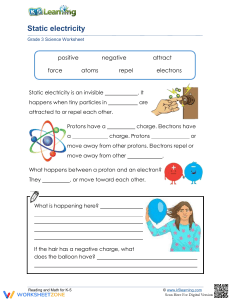 Grade 3 Static Electricity Science Worksheet