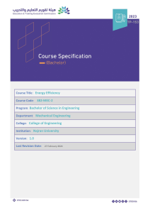 Energy Efficiency Course Specification - Najran University