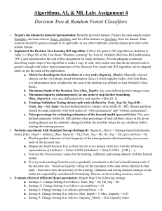 Assignment 4: Decision Tree & Random Forest Classifiers