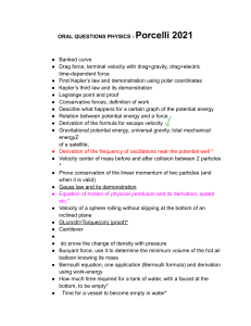 Physics Oral Exam Questions 2021 - Porcelli