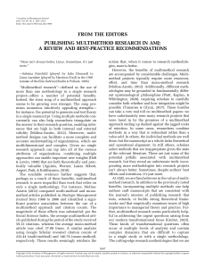Publishing Multimethod Research in AMJ: Best Practices