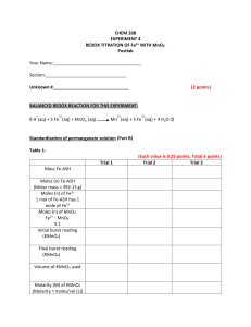 Chem 208 Experiment 4: Redox Titration Postlab