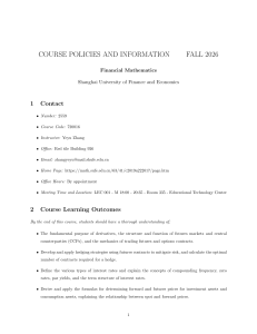 Financial Mathematics Course Syllabus Fall 2026