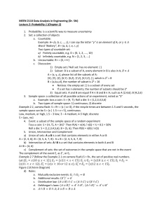 MEEN 2110 Lecture 2: Probability Basics in Engineering
