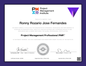 PMP Certification - Ronny Rozario Jose Fernandes