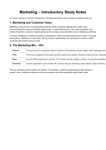 Introductory Marketing Study Notes: 4Ps, STP, SWOT