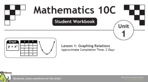 Mathematics 10C Student Workbook: Graphing Relations