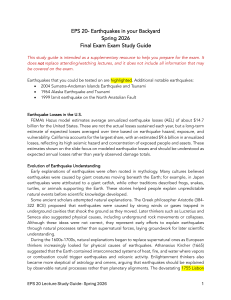 EPS 20 Earthquakes Study Guide