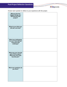 Post-Project Reflection Questions Worksheet