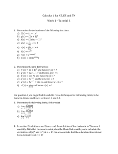 Calculus 1 Tutorial 1: Derivatives, Anti-derivatives, Limits