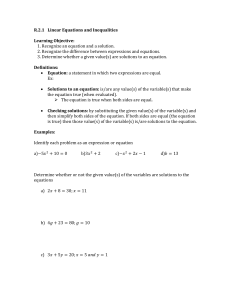 Linear Equations and Inequalities Study Guide