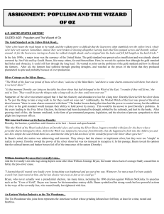 Populism and The Wizard of Oz Assignment