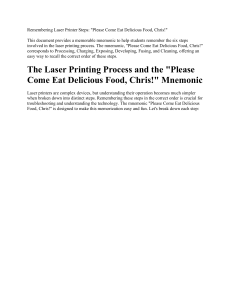 Laser Printer Steps Mnemonic: Please Come Eat Delicious Food, Chris!