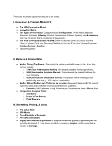 Lecture Topics: Innovation, Markets, Finance